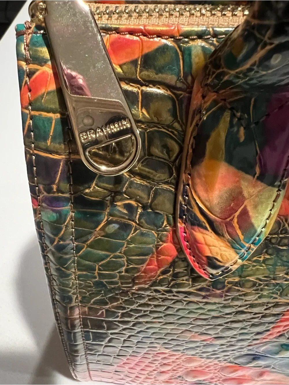 Brahmin Multicolor Croc-Embossed Satchel